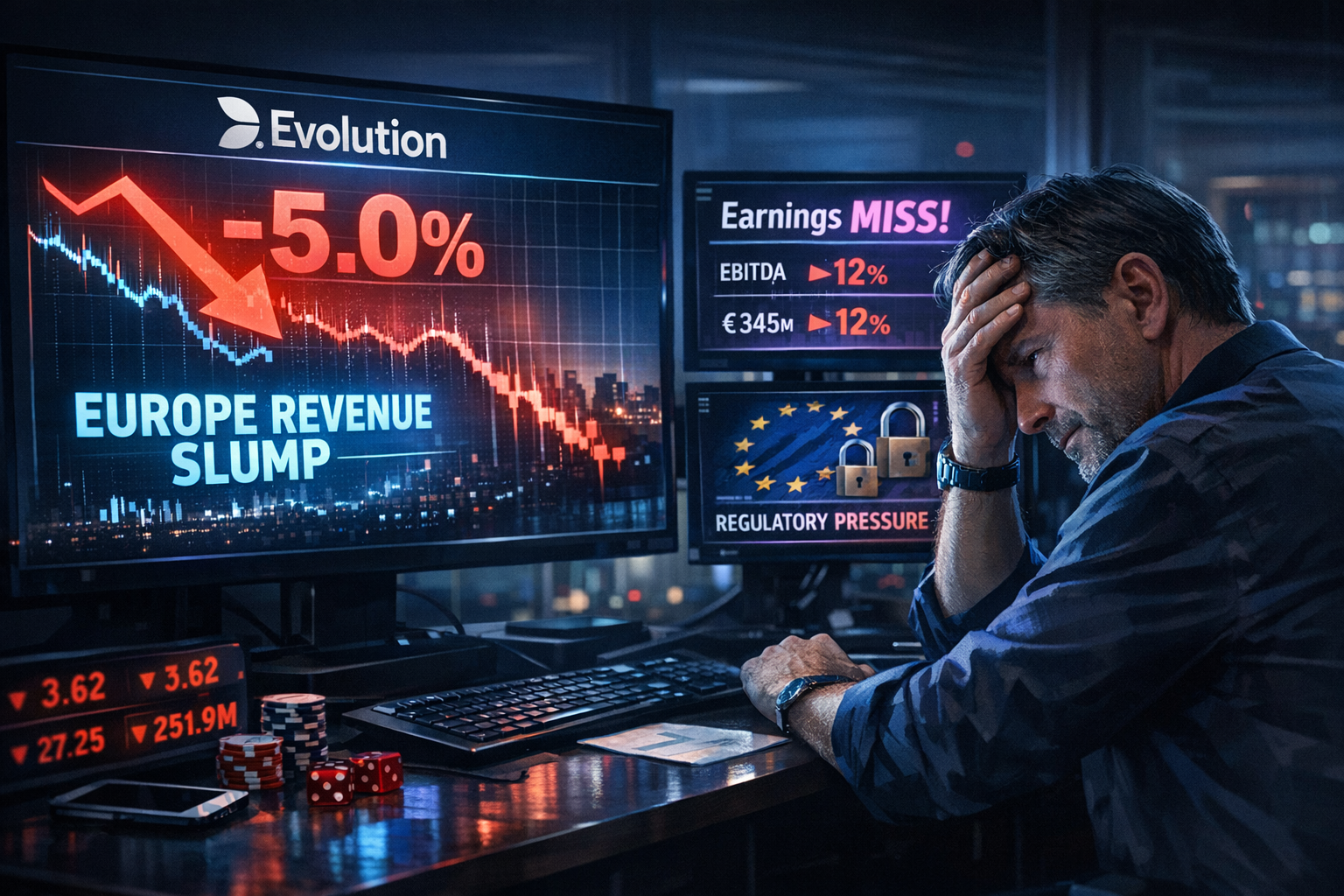 Evolution AB Shares Drop 5% as Europe Revenue Hits Multi-Year Low